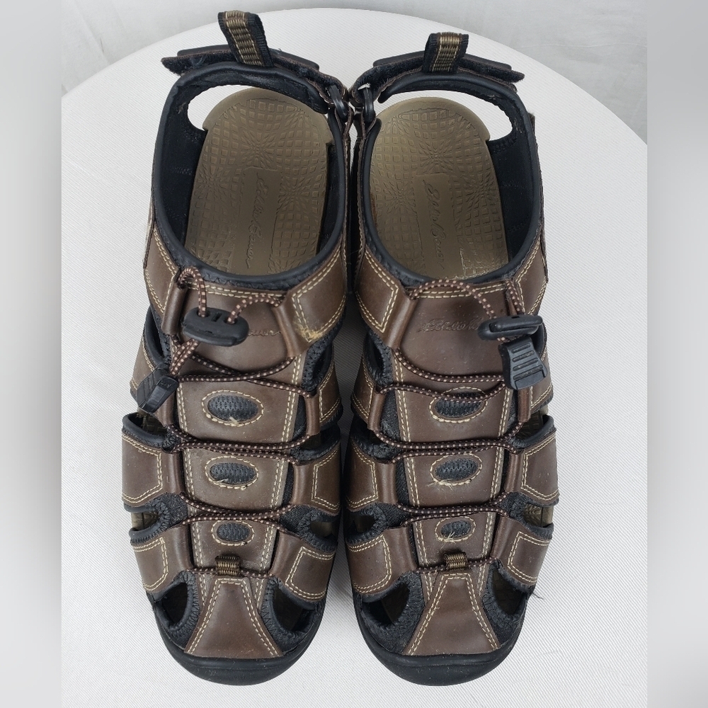 Eddie Bauer Brown and Black Faux Leather Strappy Sandals Sz 11 - Picture 3 of 8